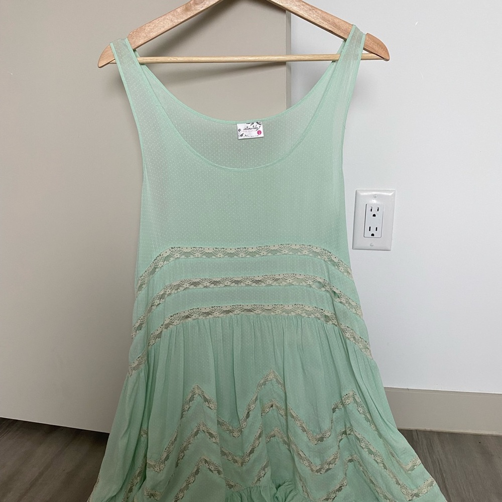Free People Voile Trapeze Slip in Green